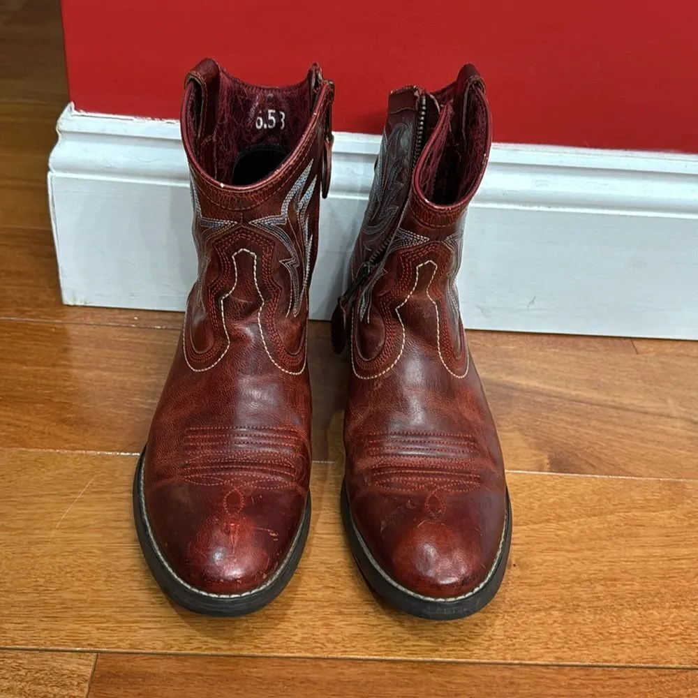 Ariat Billie Unbridled Red Leather Western Cowgirl Boots size 6.5 - Image 2