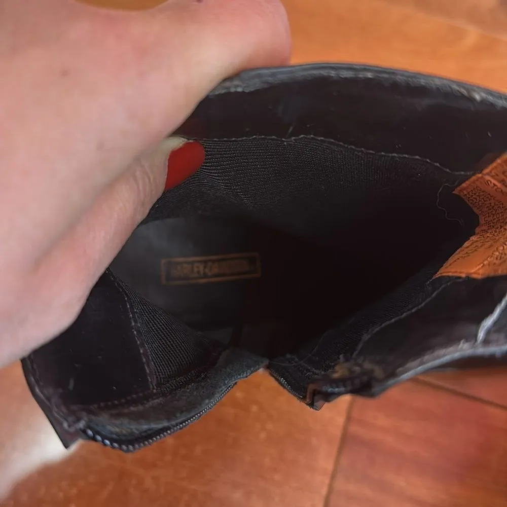 Harley Davidson Women Harness Ring Biker Heel Bootie‎ 84333 Black Leather Sz 7.5 - Image 10