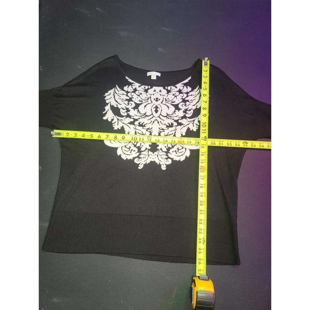 New York & Company Women's Black Round Neck Half Sleeve Pullover Sweater Size XL - Image 7