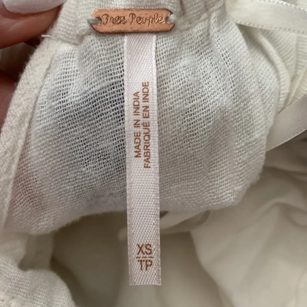 Free People Wild Romance White & Blue Aztec Embroidered Strapless Midi Dress - Image 4