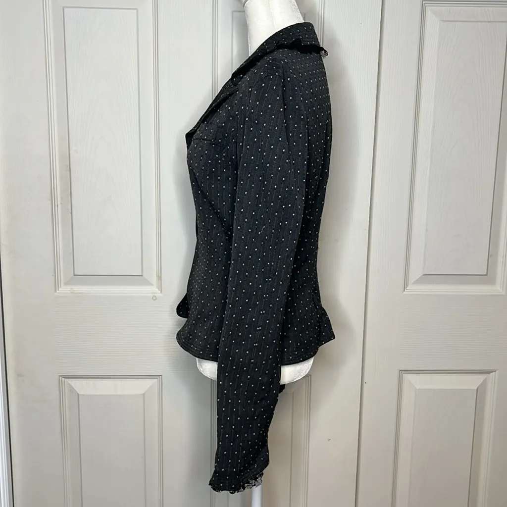 Diane Von Furstenberg Vintage Polka For Lace Ruffle Blazer Y2k size 6 - Image 7