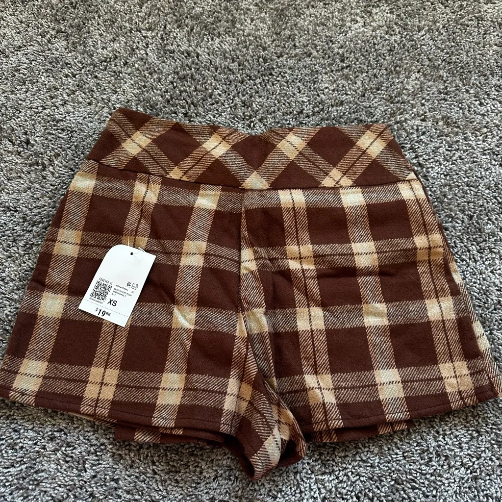 Forever 21 Brown Plaid Women's Skorts - Image 2