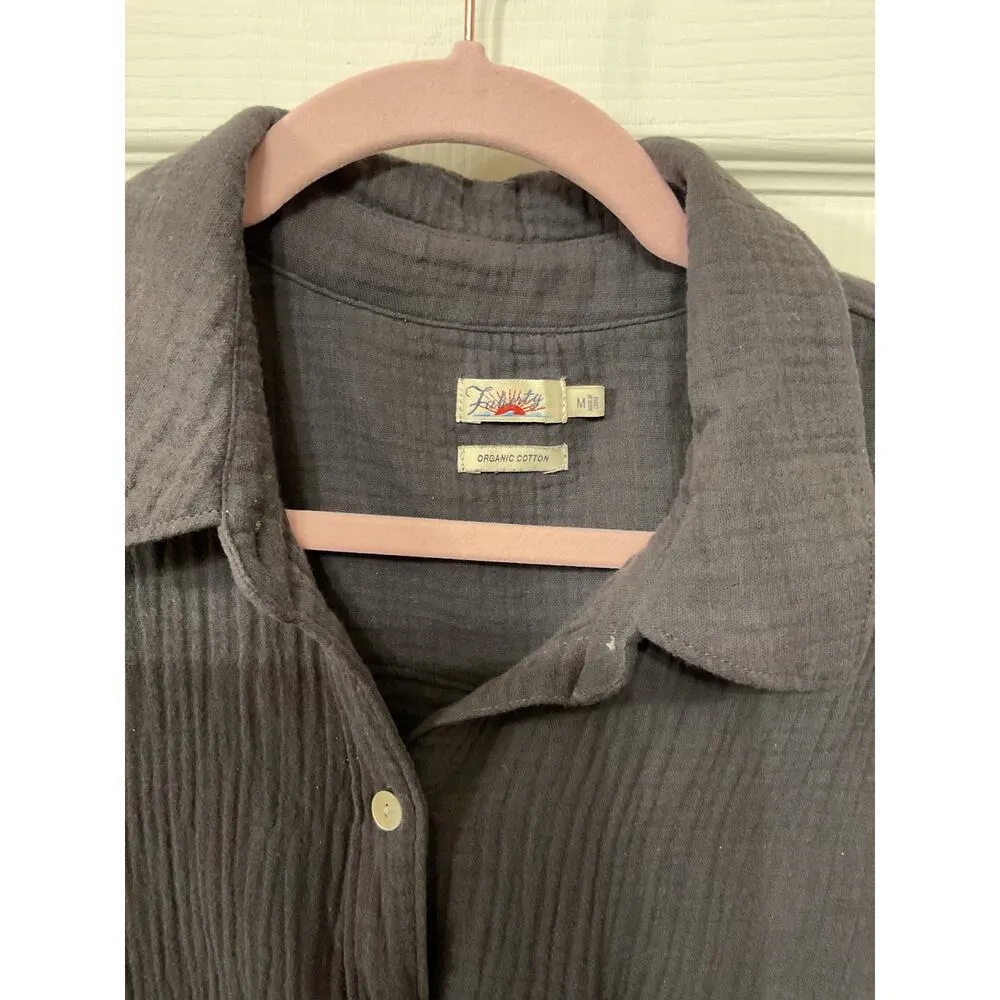 Faherty Women's Dream Cotton Gauze Elise Organic Cotton Blouse in Washed Black,M - Image 5