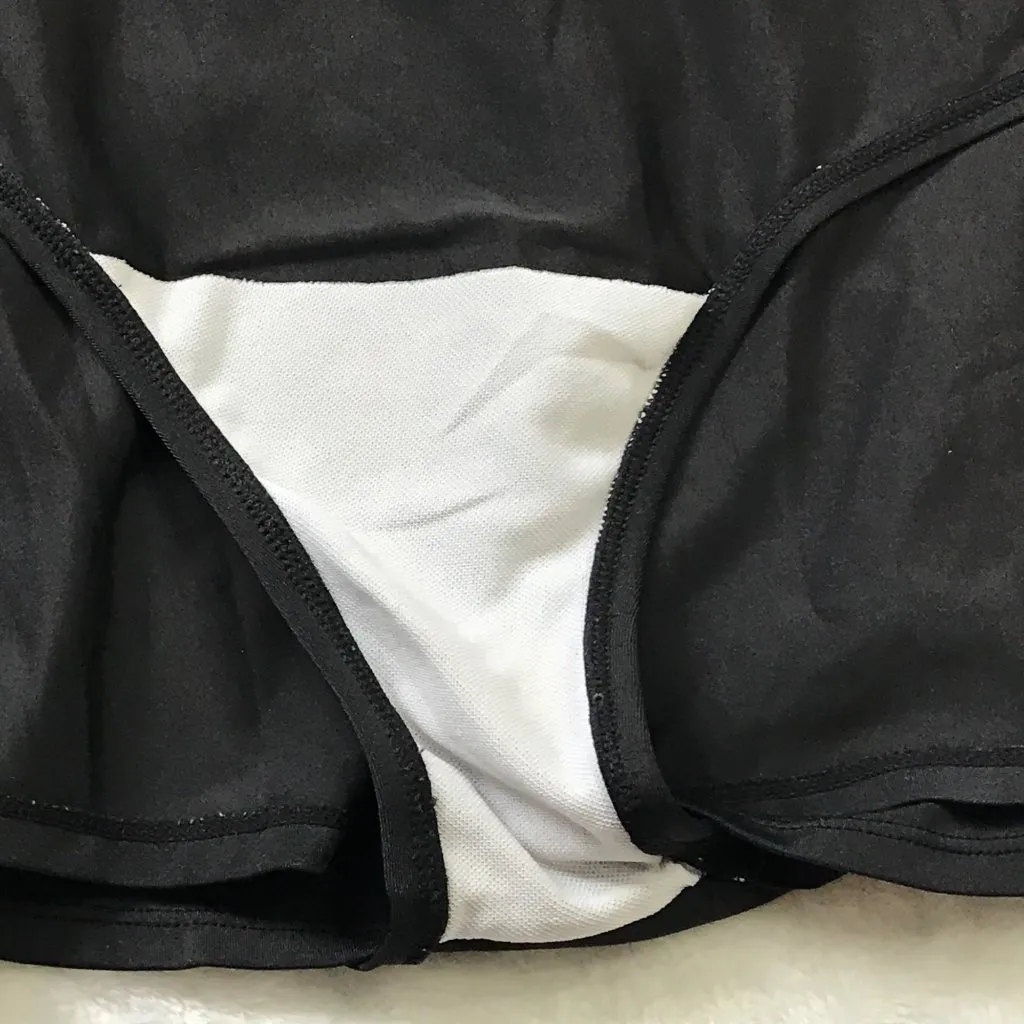 Jantzen Halter Tankini Top Skirted Bottoms Womens 10 Black White Two Piece‎ - Image 6