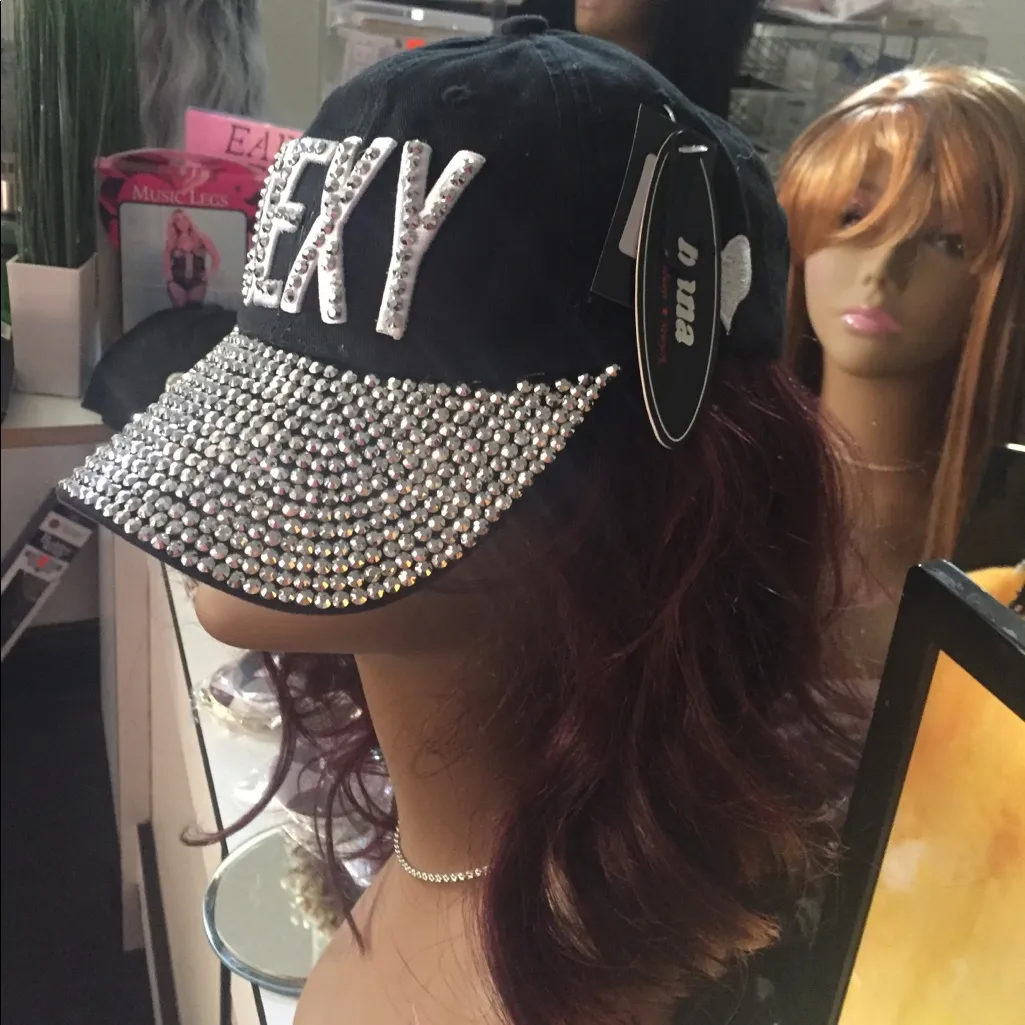 "SEXY" hat black with shimmering studs - Image 4