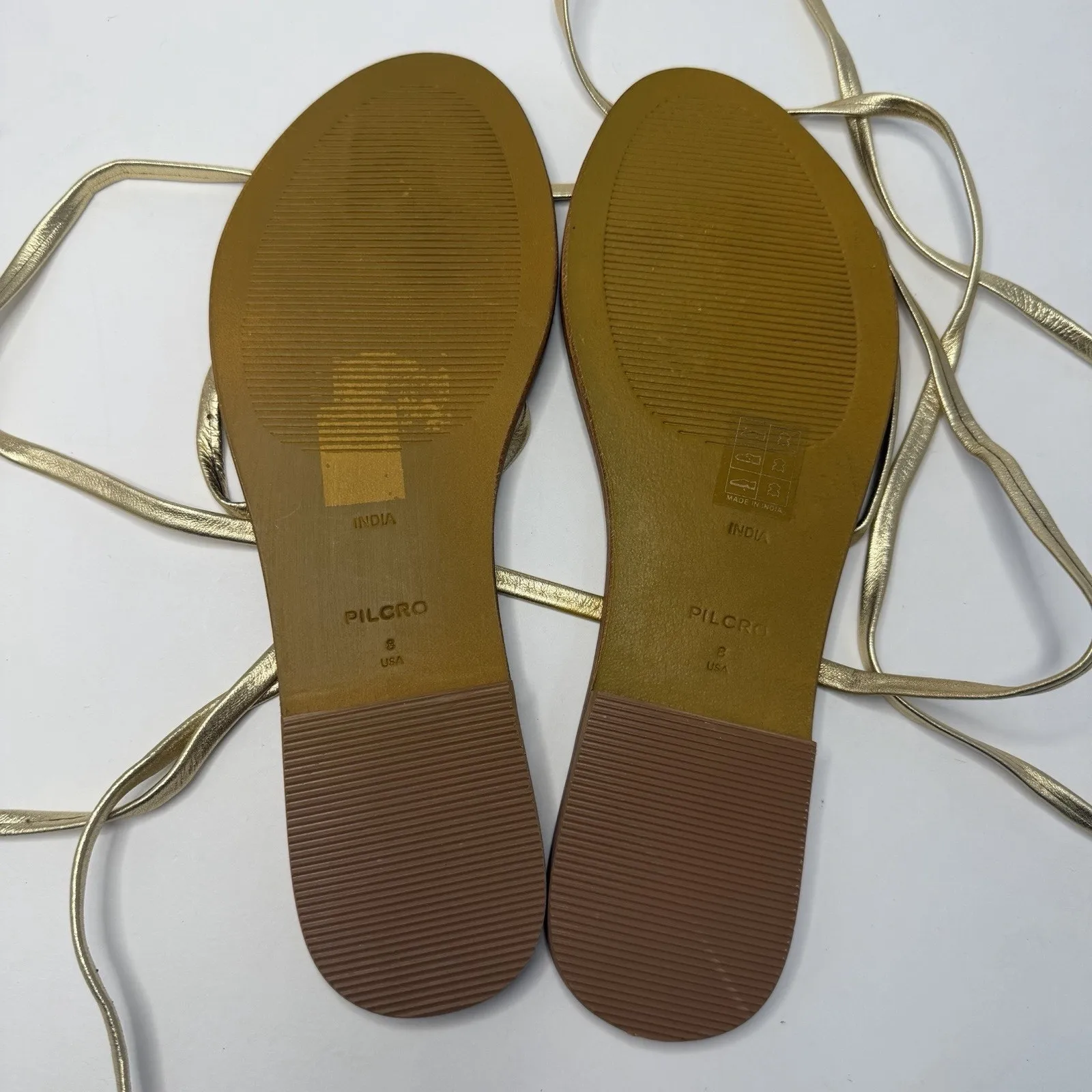 Anthropologie Pilcro Gold Metallic Gladiator Lace Up Sandal Size 8 Tassels - Image 8