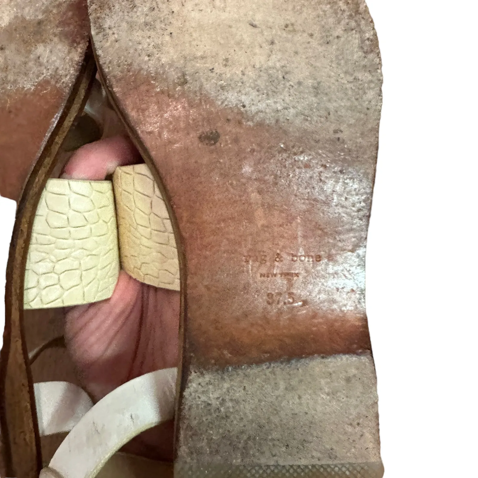 Rag & Bone Cream Croc Embossed Sandals - Image 5