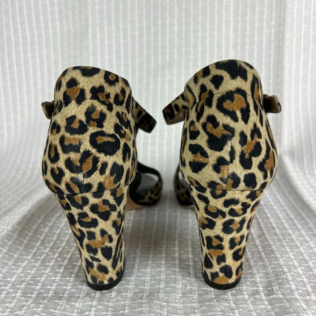 Anyi Lu Sandals 37.5 Nubuck Suede Leopard Open Toe Block Heels Shoes‎ Electra 7 Brown - Image 5