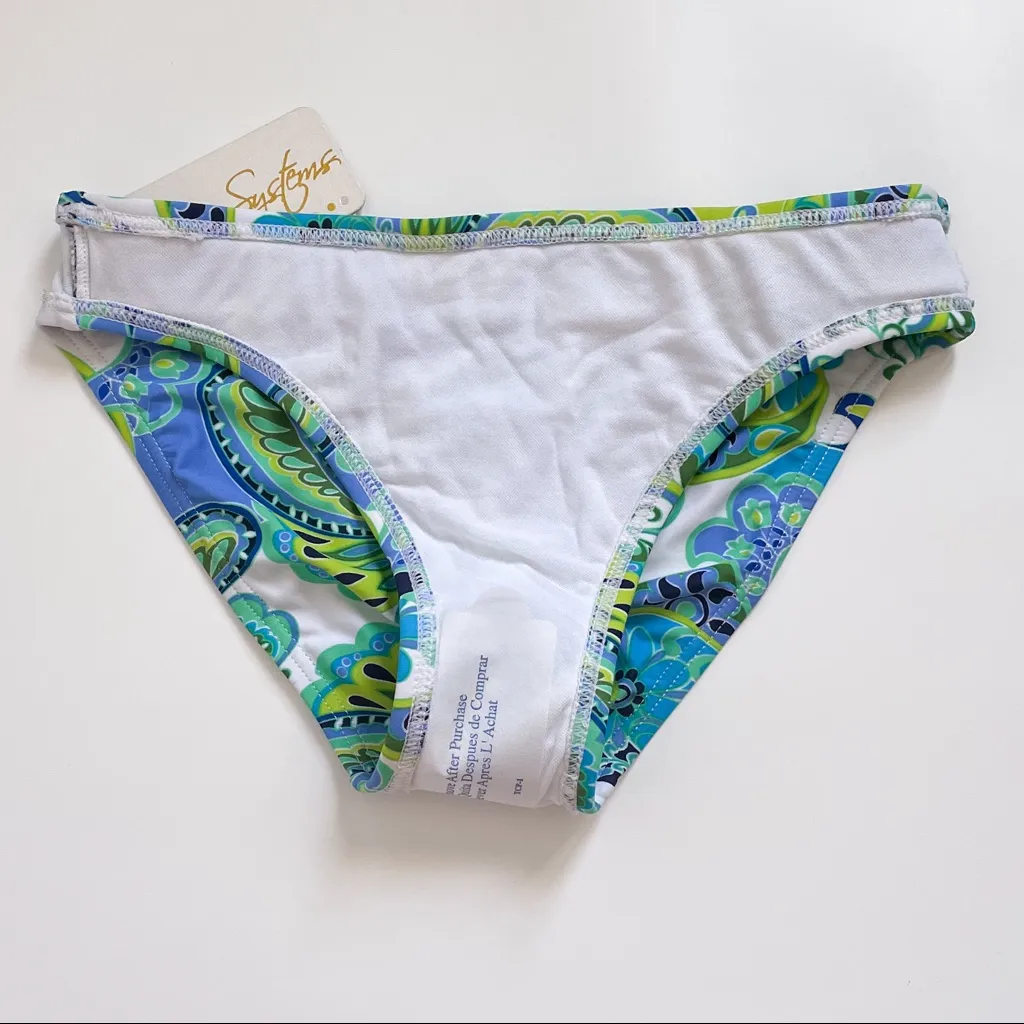 Swim Systems Belt Ring Low Rise Port Royal Paisley Polka Dot Bikini Bottom NWT Blue Size XS - Image 5