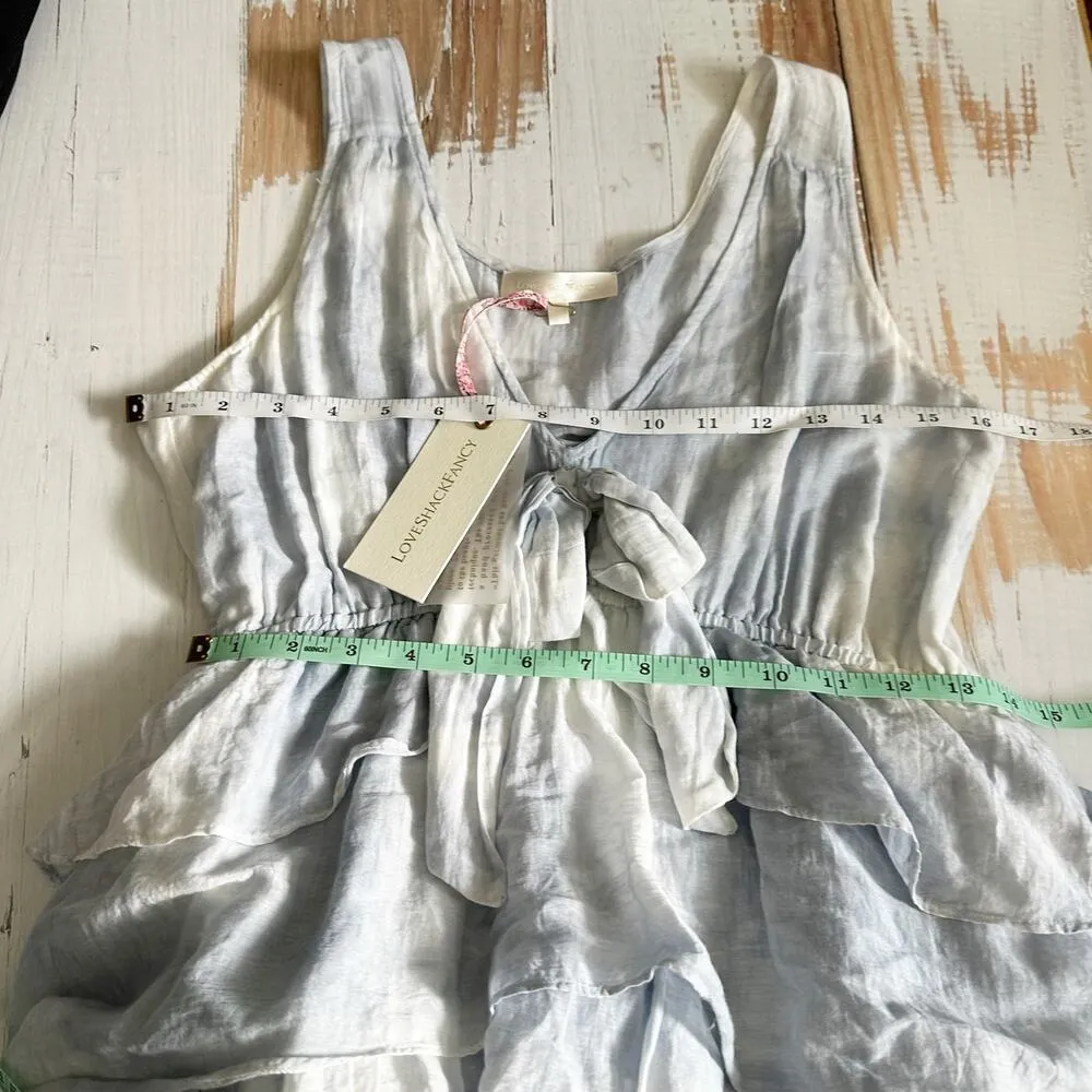 LoveShackFancy Risley Heather Blue Hand Dye Asymetrical Midi Dress Size Medium - Image 8