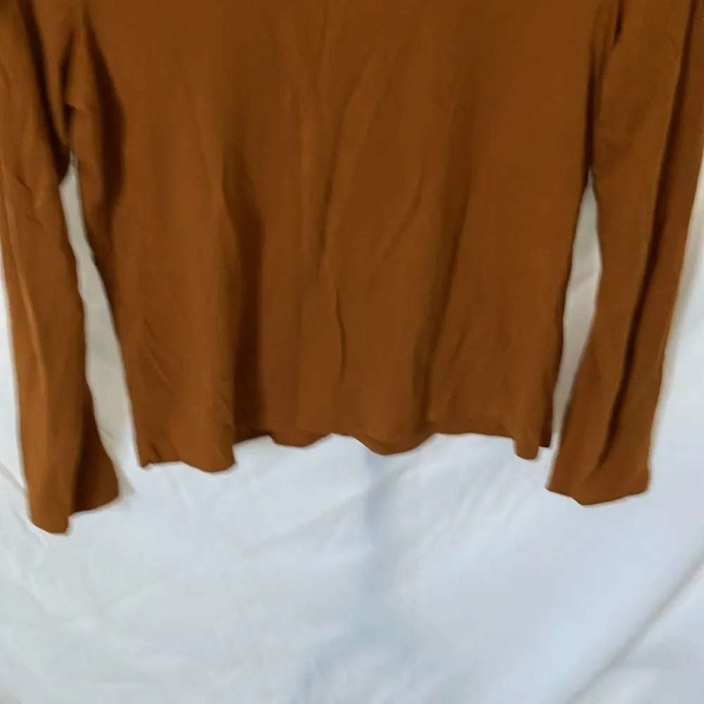 : Carmel colored cotton blend button down long sleeve top- S - Image 13