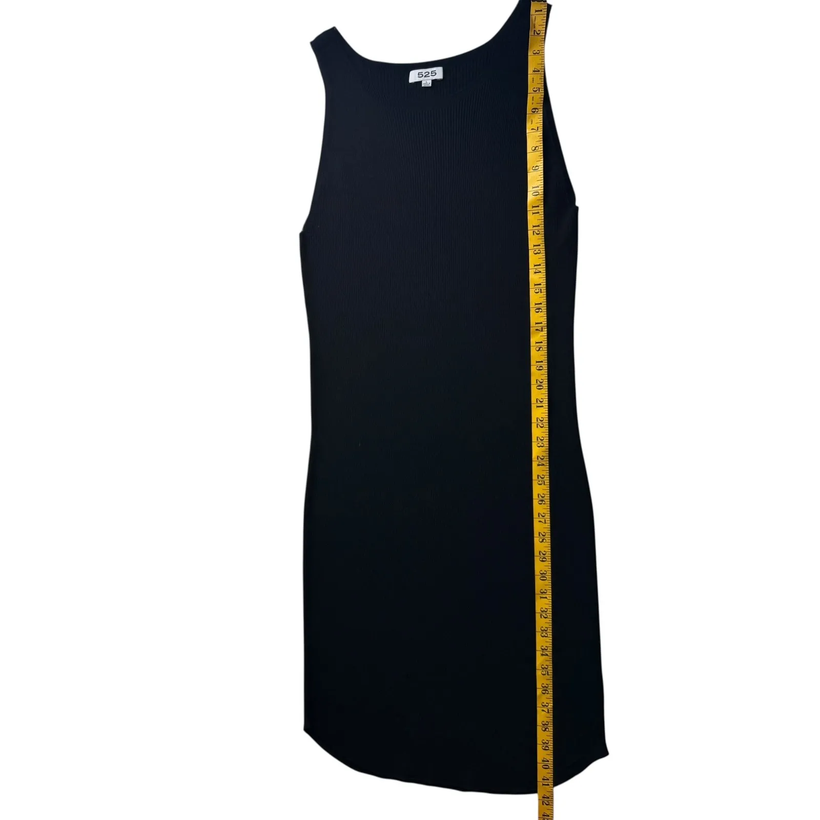 525 Ribbed Tank Midi Dress Large Black‎ Bodycon Casual Everyday Minimalist Chic Black - Image 7