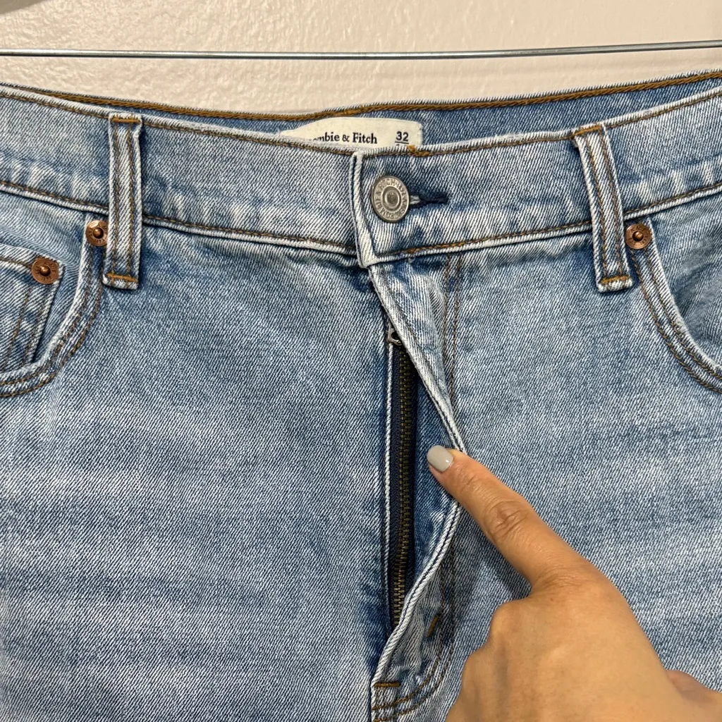 Abercrombie & Fitch the 90’s Blue Slim Straight ultra high rise Jeans 32/14S - Image 6