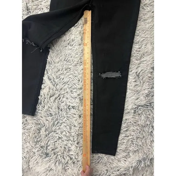Free People jeans womens juniors Size 27black denim distressed knee holes skinny - Image 7