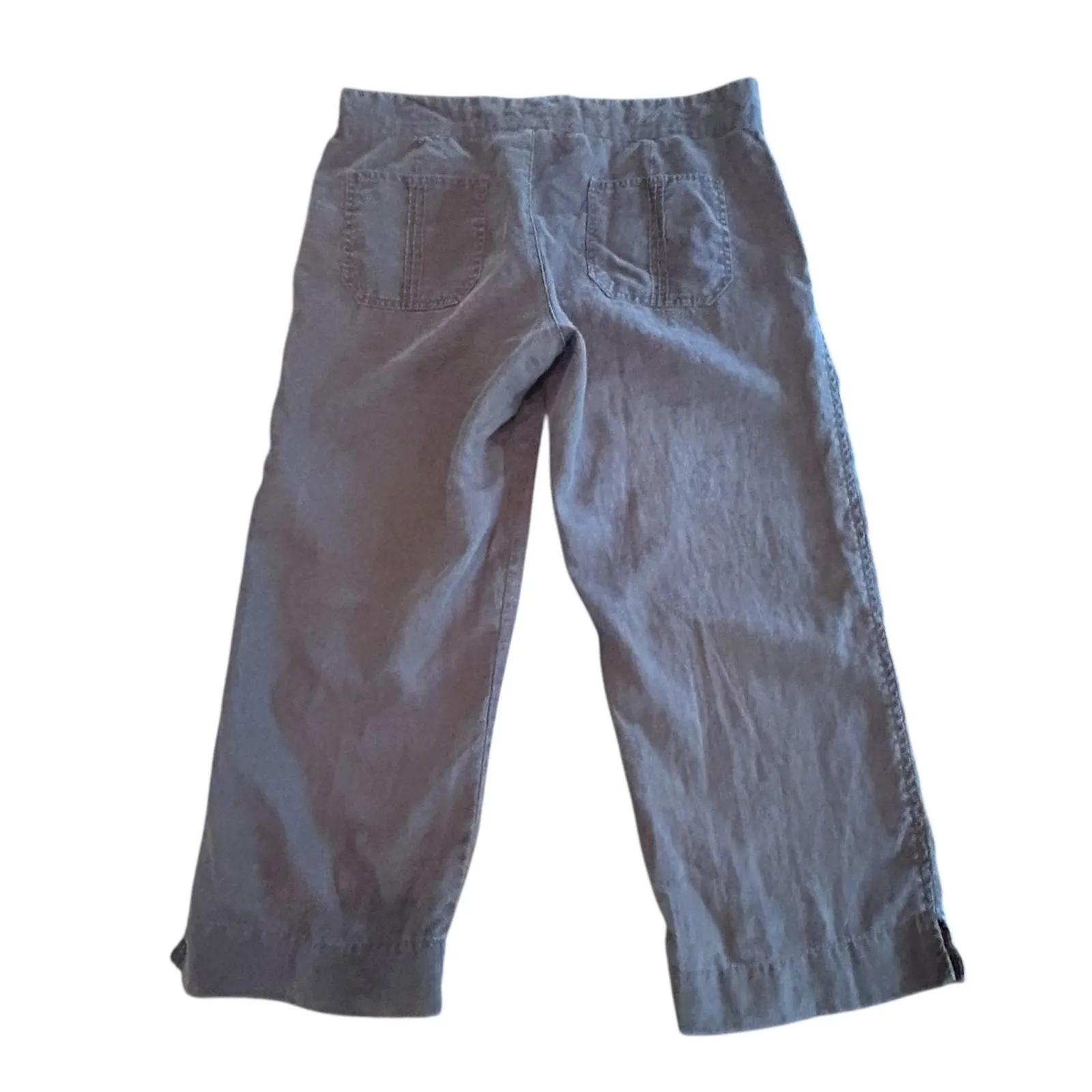 Old Navy 100% Linen Brown Cropped Pants Button Casual Lightweight Womens Size 10 - Image 2