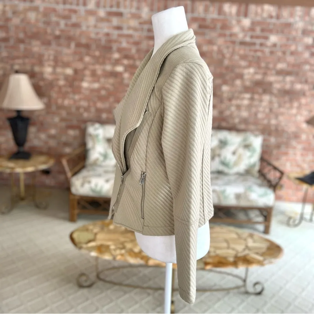 Premise  Sage Green Ribbed Knit Moto Jacket NWT M - Image 7