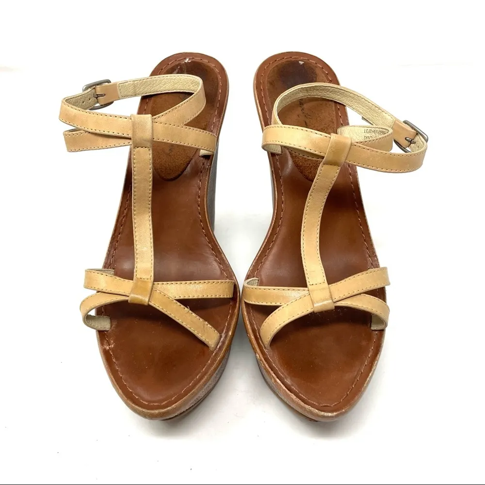 ELIZABETH & JAMES leather platform wedge sandals, size 7.5 - Image 4