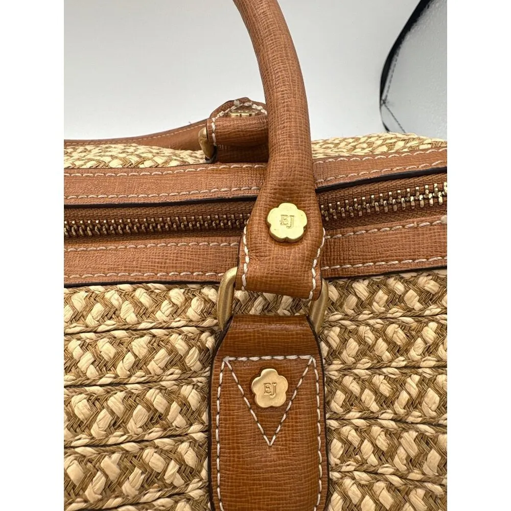 Eric Javits Brown & Woven Textured Crossbody Handbag - Image 6