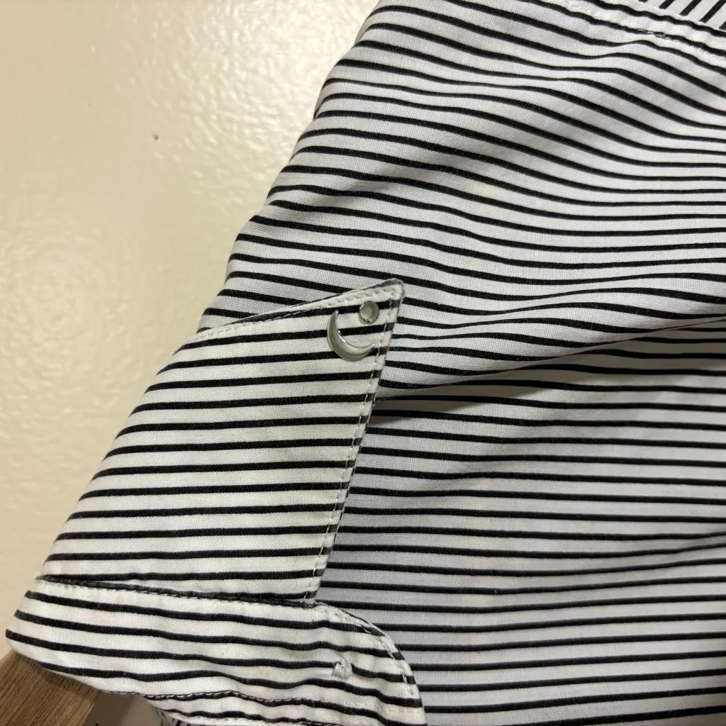 Mili Designs Whimsical Zebra Print Black White Striped Button Shirt Size S - Image 3