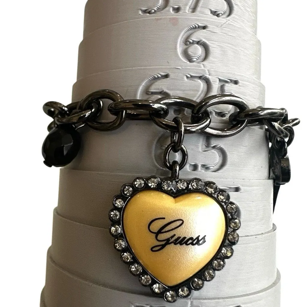 Guess Gunmetal Heart Charm Bracelet - Image 7