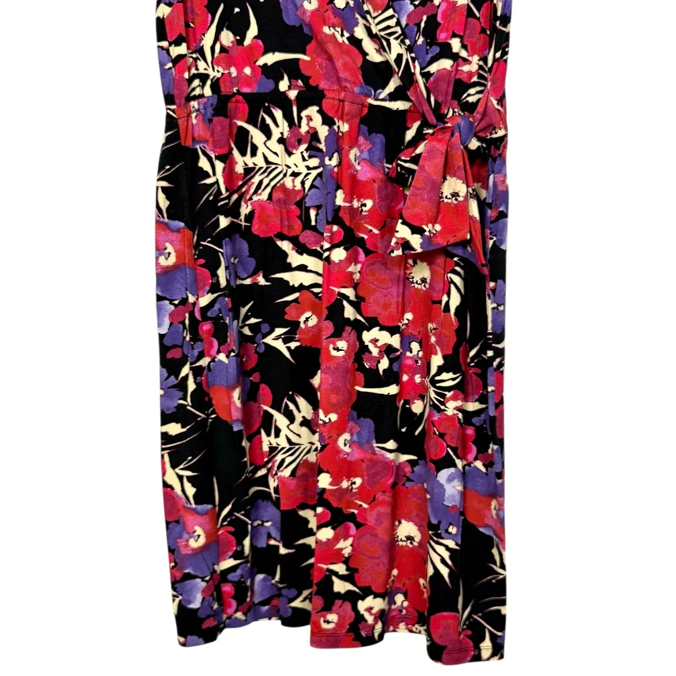 Anne Klein Floral Sleeveless Faux Wrap Dress V-Neck Midi Stretch Size Large NWOT - Image 6