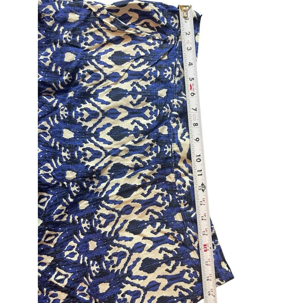 Ellos 1x Blue White Ikat Pattern Elastic Waist Wide Leg Ankle Palazzo Pants - Image 11