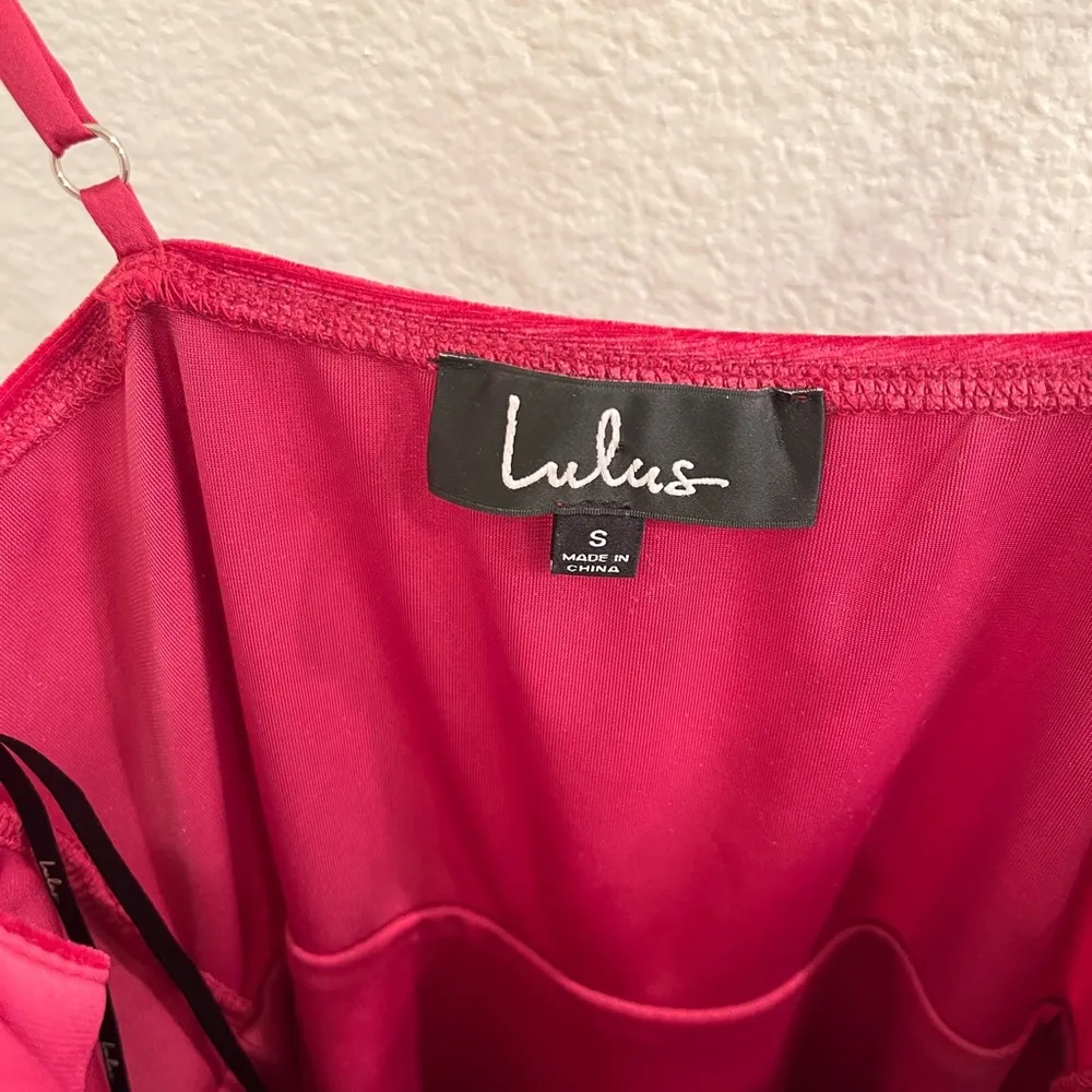 Lulus Came To Dance Velvet Skater Dress Small Magenta - Image 6