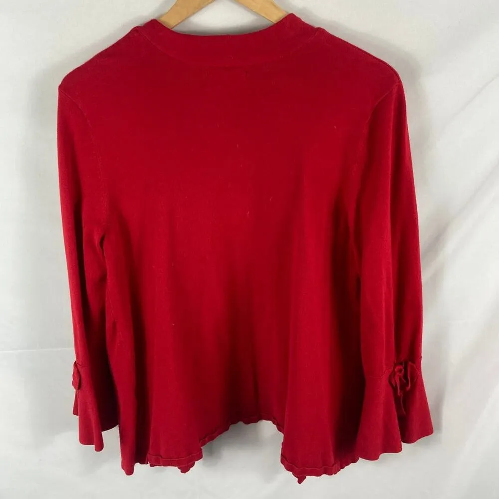 Alfani Red Open Front Bow Sleeve Cardigan Sweater Size Medium - Image 5