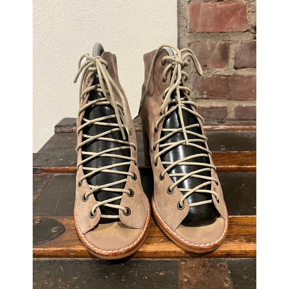 Jeffrey Campbell Free People Boho LaceUp open toe Booties Size 8 - Image 5