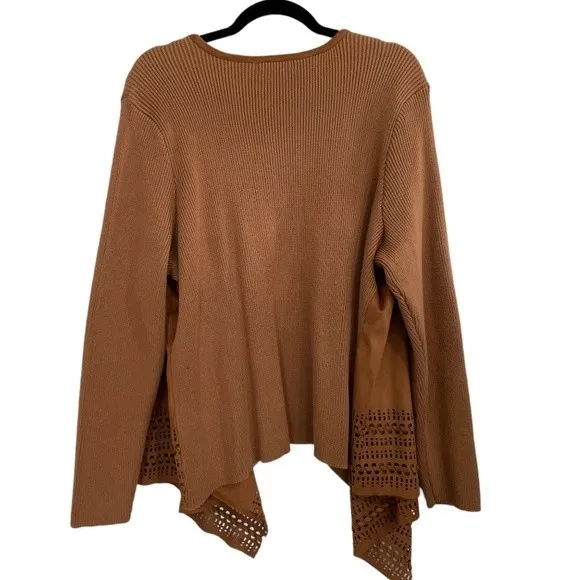 NWT Dressbarn‎ Westport 1962 Caramel Color Suede Sweater Cardigan Size 3X - Image 2
