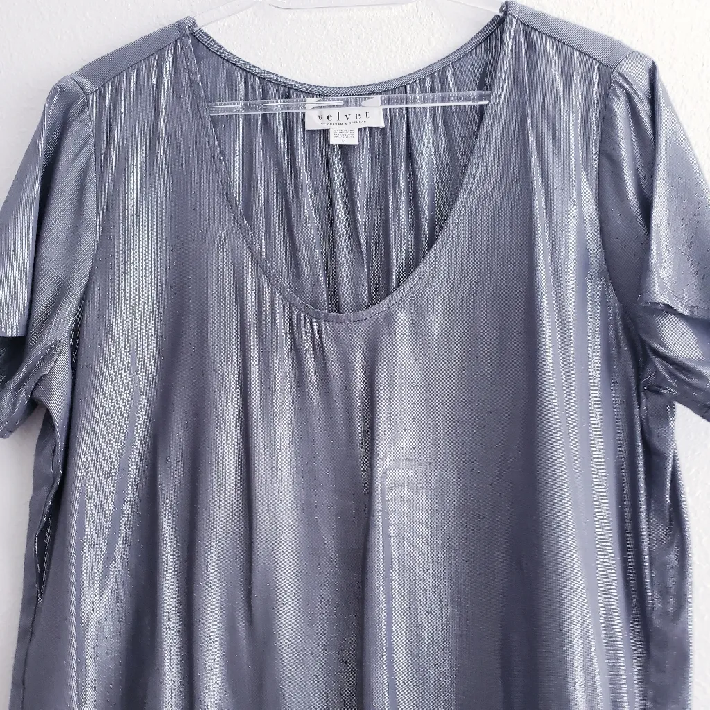 Anthroplogie Velvet By Spencer Graham Silver Shine Lightweight Blouse - Image 3