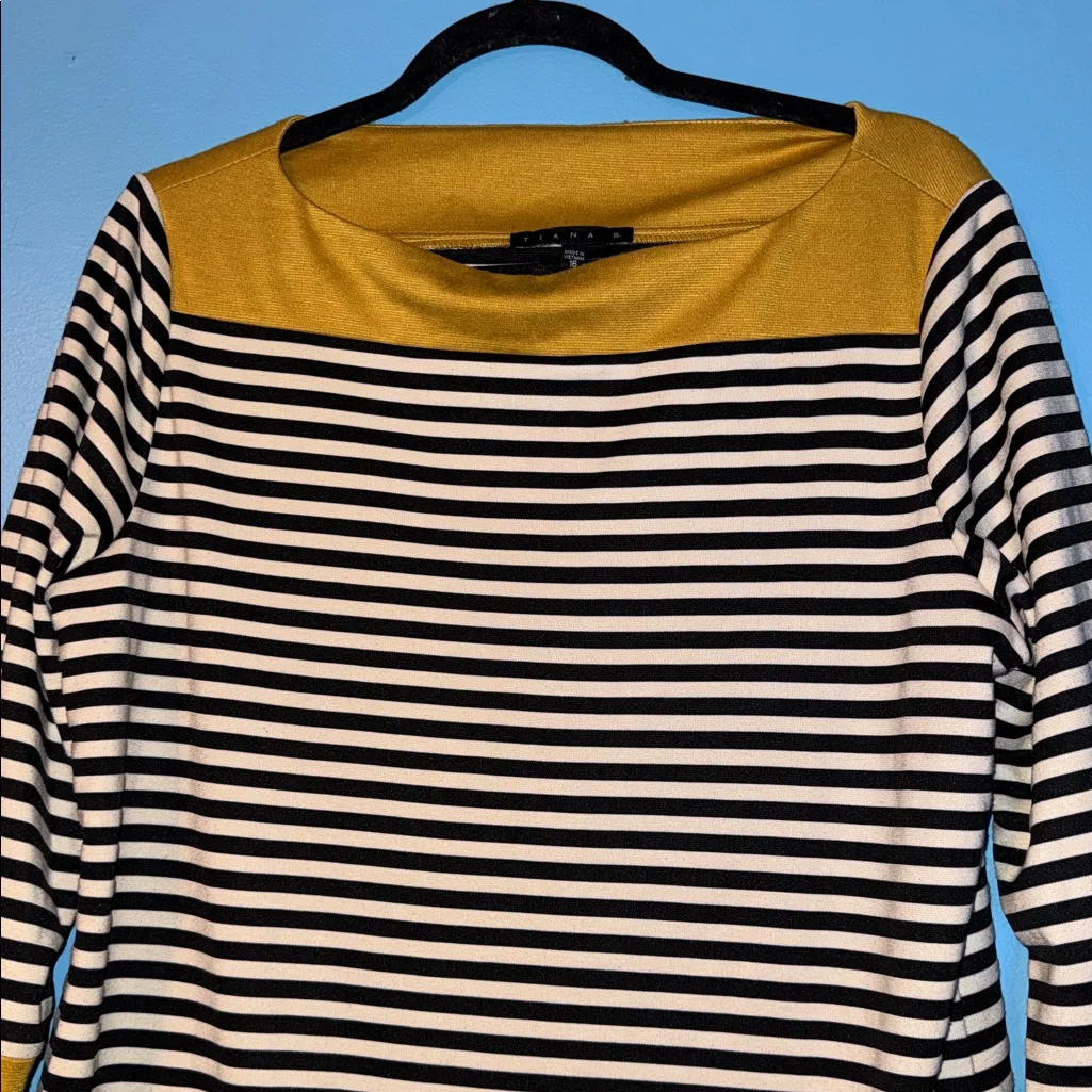 Tiana B. Black and Yellow Striped Long Sleeve Dress Size 16 - Image 5