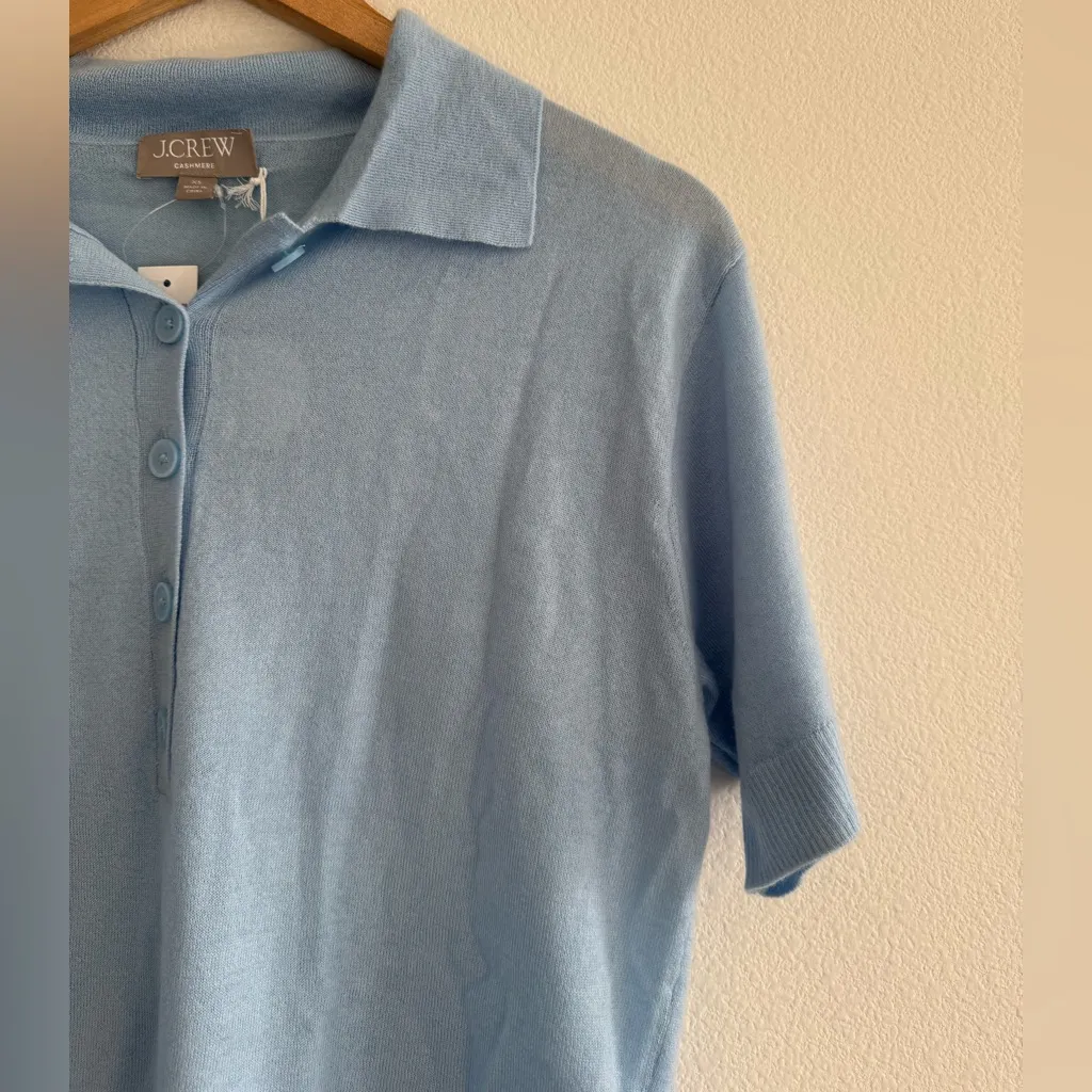 J.Crew Featherweight cashmere short-sleeve sweater-polo in Canary Blue, Size XS - Image 6