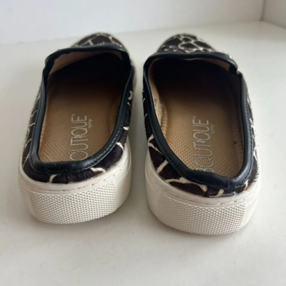 Animal Print Safari Giraffe Genuine Leather Slip on Clog Sneaker Black Size 8 - Image 7