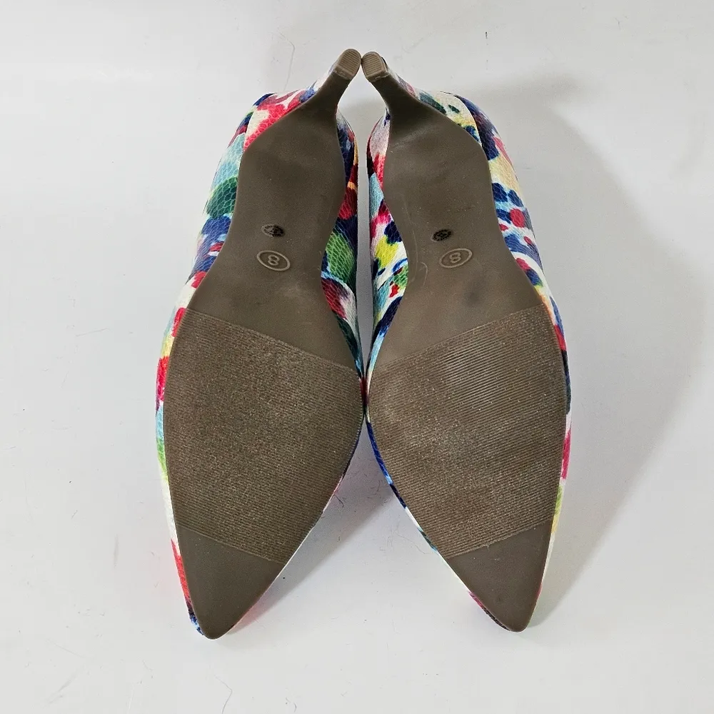 Worthington Zoe Watercolor Floral Reptile Heels Size 8 - Image 11