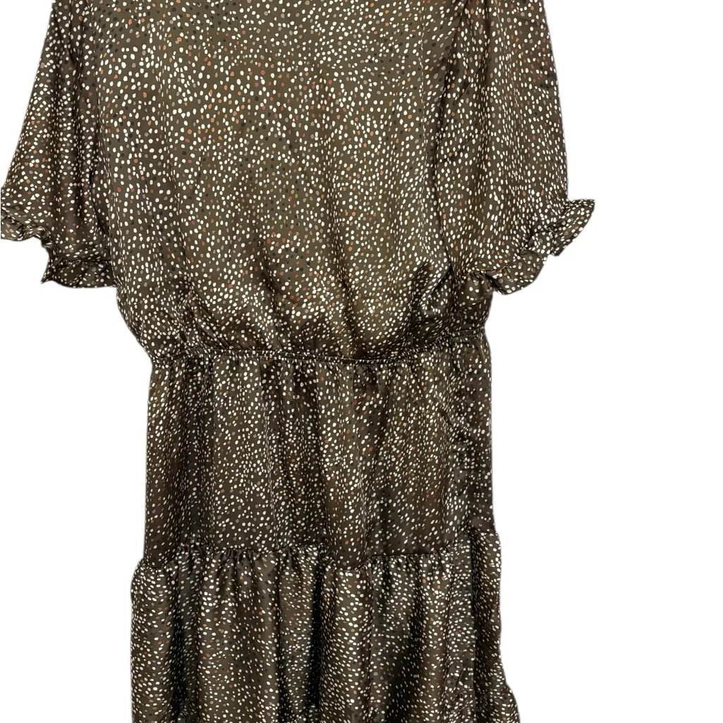 Betsey’s Boutique Olive Polka Dot Ruffle Sleeve Feminine Romantic Dress Medium Green - Image 6