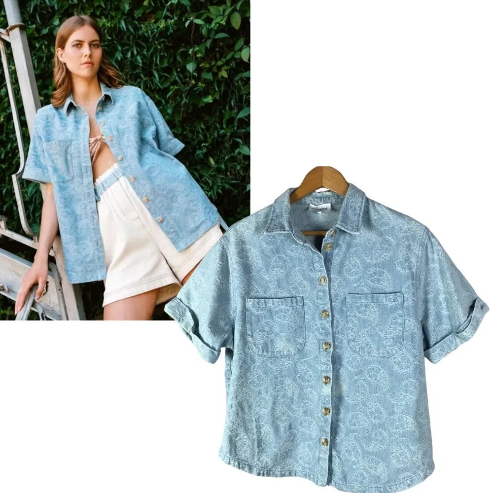 FRNCH PARIS Paisley Stitched Denim Button - Image 5