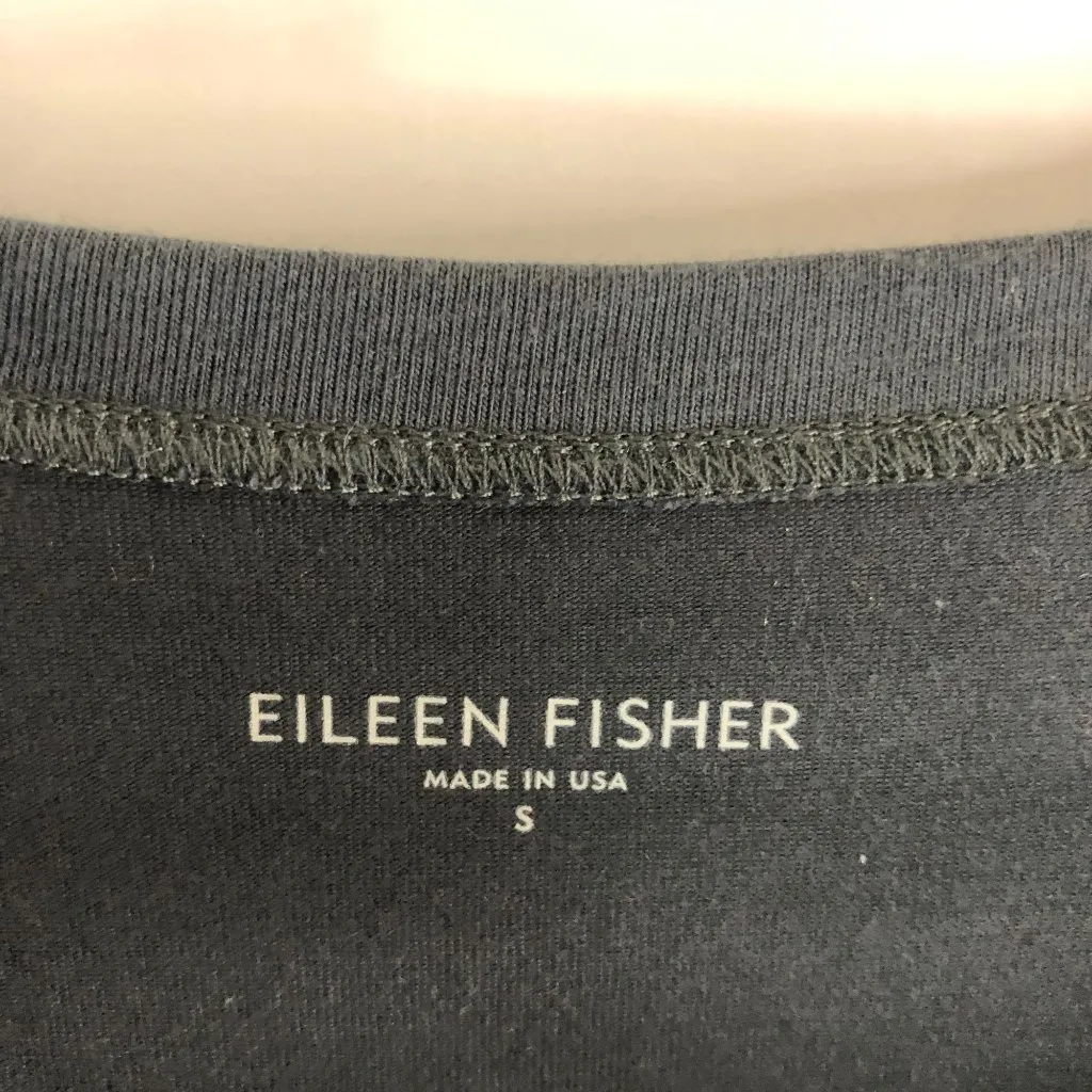 Eileen Fisher Dress A Line Organic Cotton Stretch Scoop Neck Elbow Sleeve Gray S - Image 3