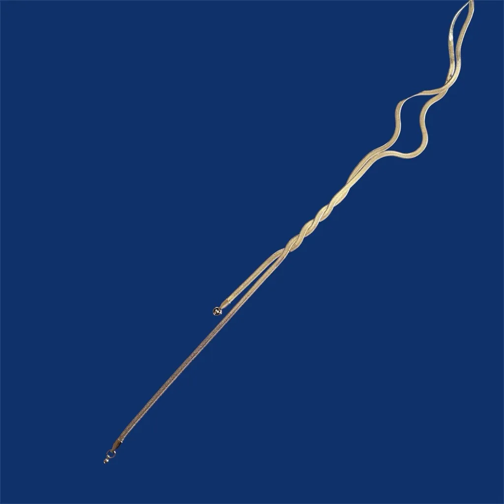 Silver Twist Snake Chain Necklace Titanium Steel - Image 3