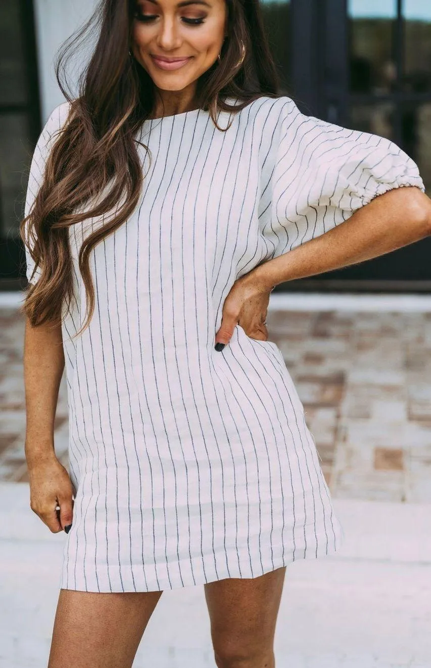 These Three Boutique Striped Linen Pocket Dress - Image 3