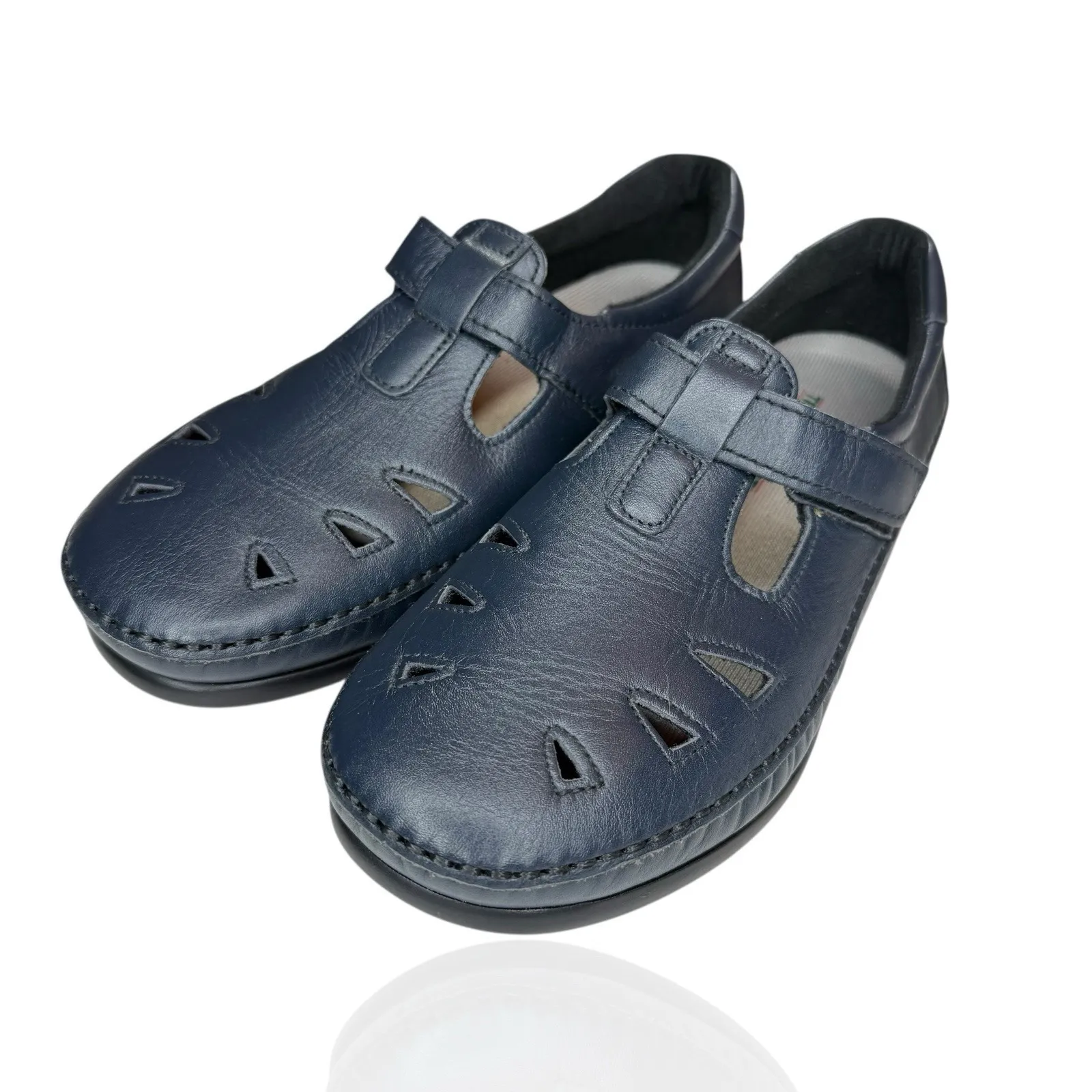 New SAS Women's Shoes Roamer Navy EZ Strap 8 WW Tripad Comfort Leather USA‎ Made Blue - Image 3