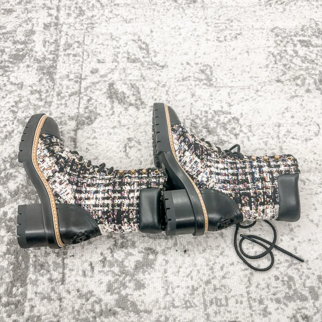 NEW Tory Burch Miller Tweed Lace Up Boot - Image 9