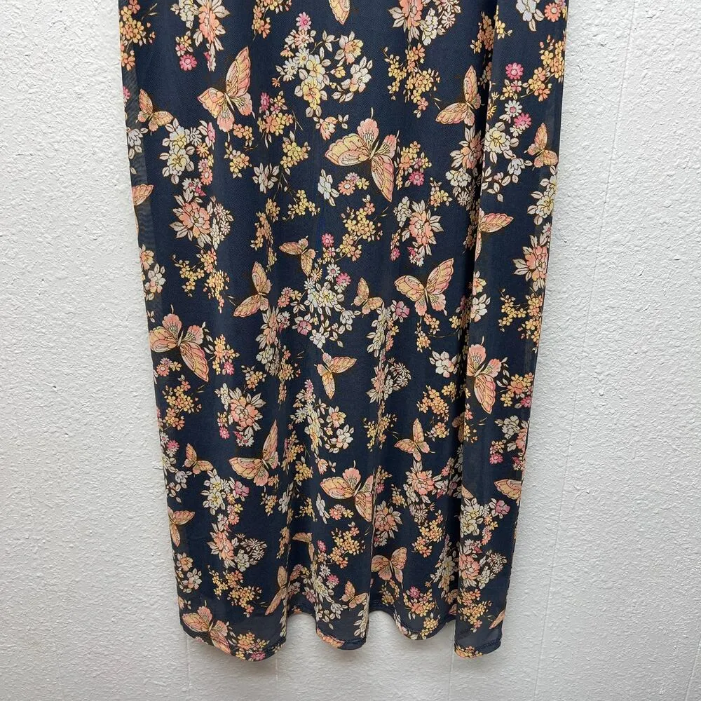 Live To Be Spoiled Y2K Womens Dress Small Babydoll Mesh Midi Butterfly Print - Image 6