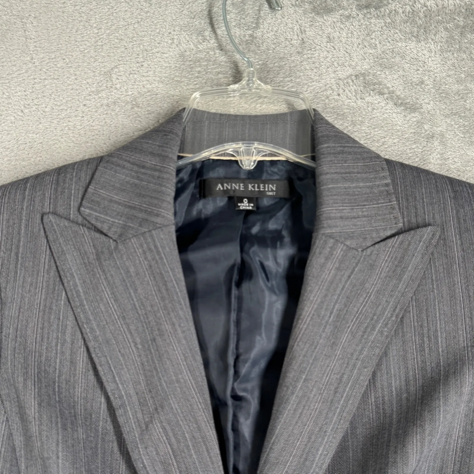 Anne Klein Pinstripe Blazer Women 0 Gray Career Workwear Power Suit Quiet Luxury - Image 5