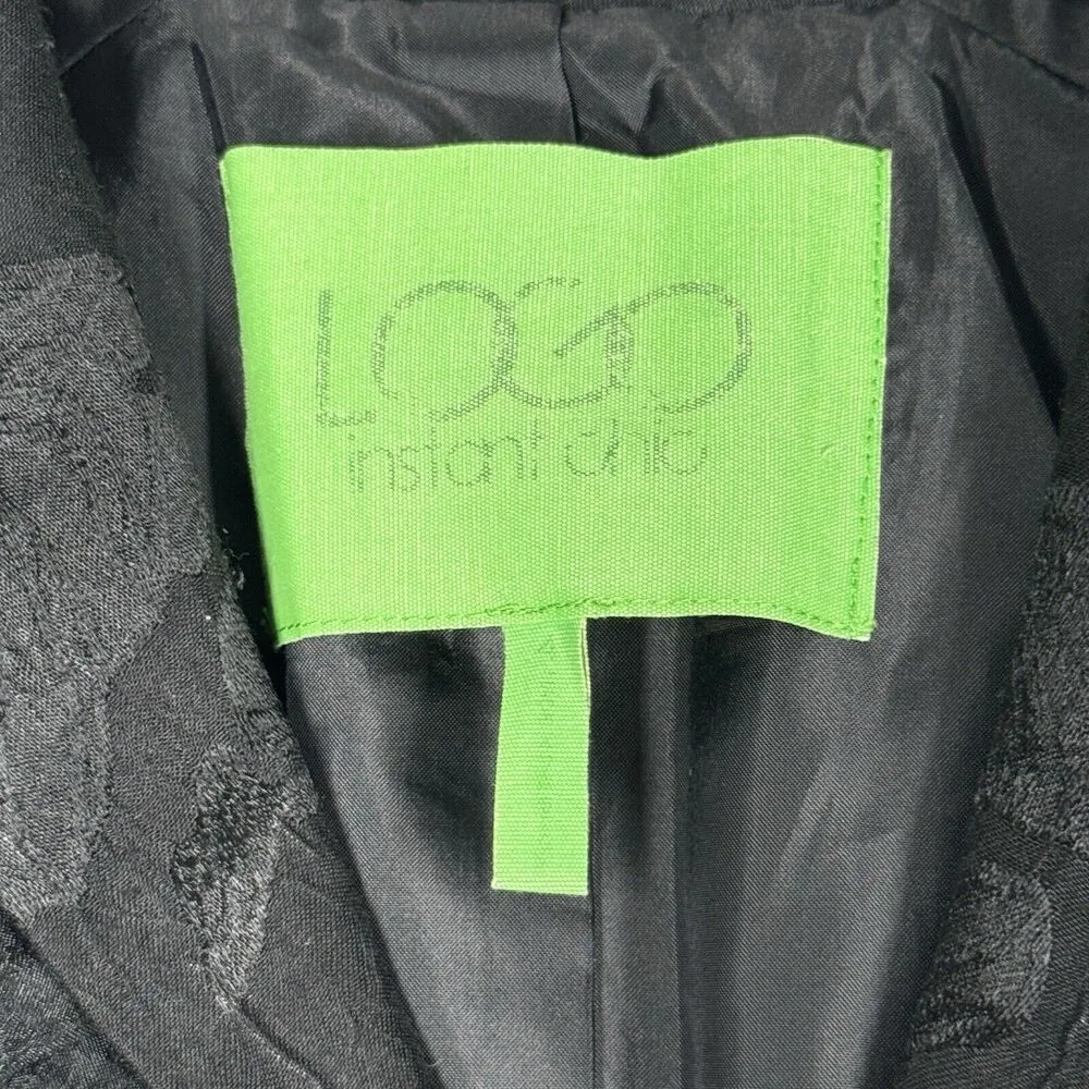 Logo Lori Goldstein Blazer Womens 4 Black Dark Floral Chiffon Ruffle Witchy Goth - Image 5