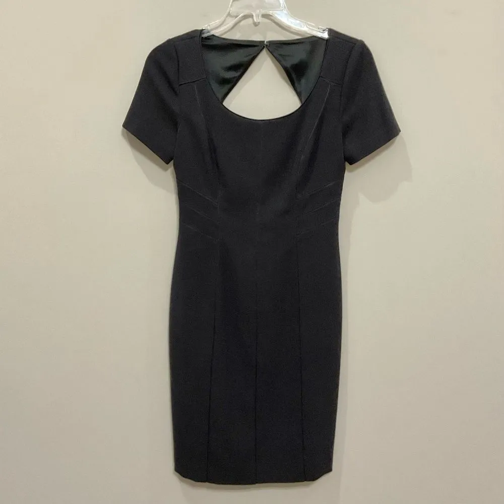Kay Unger Black Sheath Dress Sz 6 Back Cut-out Business Office Scoop Neck - Image 2