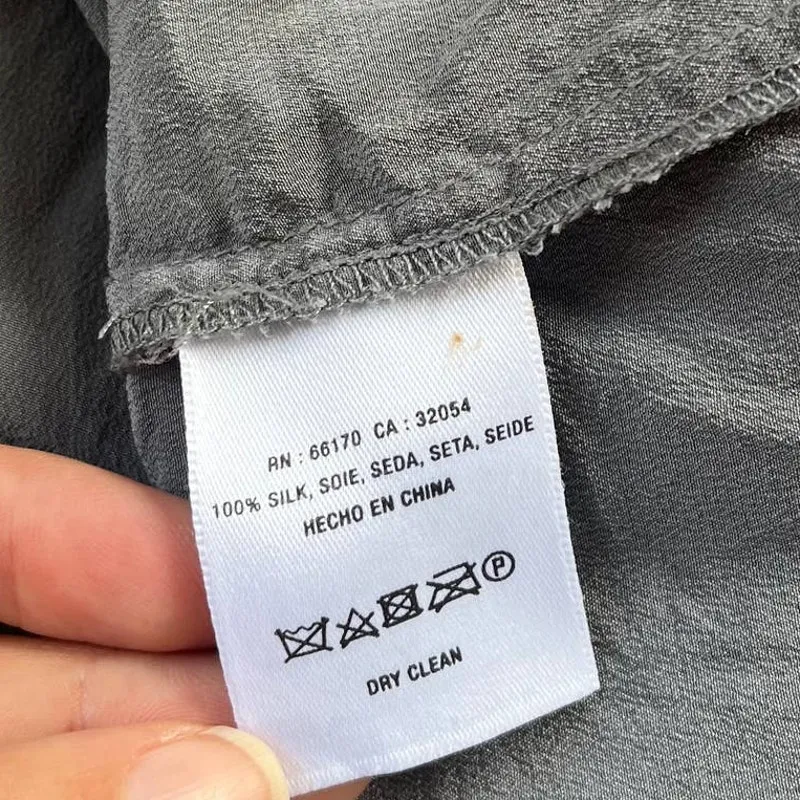 HD in Paris 100% Silk Ruffle Womens Top XS Romantic Cottagecore French Gray - Image 10