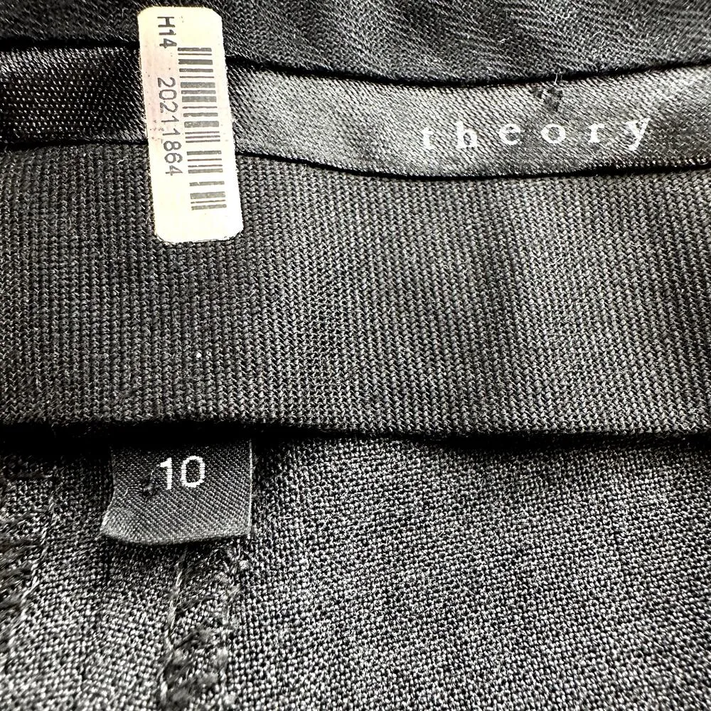 Theory Max 2 Stretch Italian Wool Trouser Pants High Waisted Straight Gray 10 - Image 3