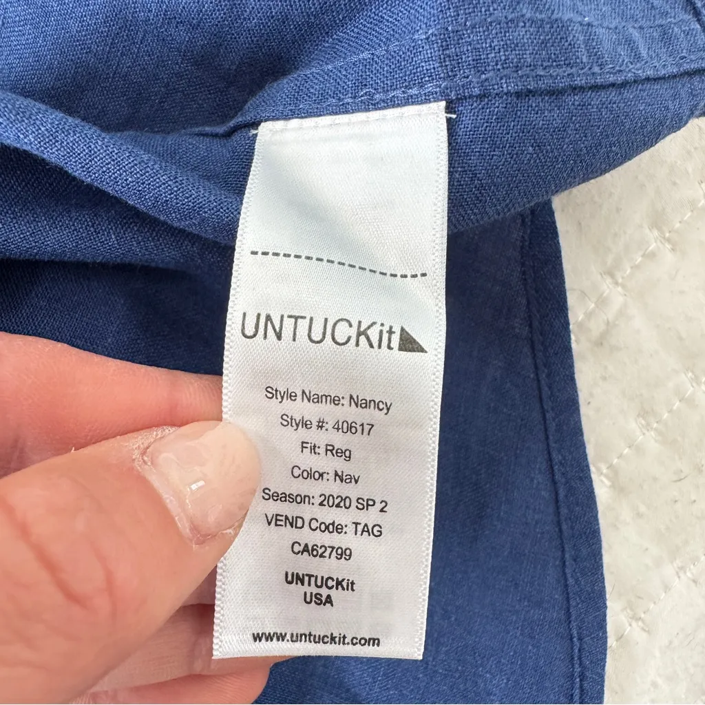 Untuckit Nancy Linen Shirt Dress Blue Size 16 - Image 7