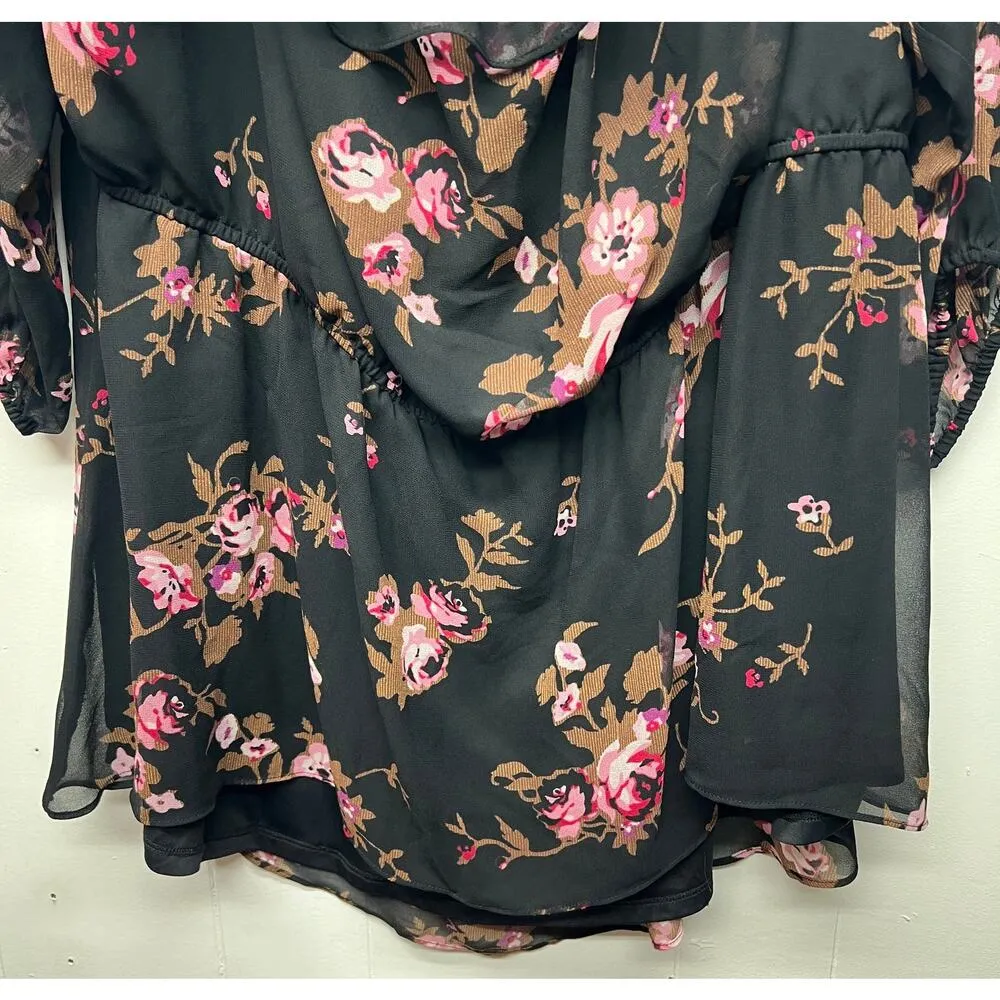 Lane Bryant Ruffle Off Shoulder Floral 3/4 Sleeve Women's Top Size 24 - Image 6